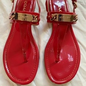 EUC Coach red patent leather sandals 8.5